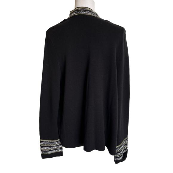 Chico's Cardigan Sweater Heidi Size L/XL Black Heidi Embellished Beaded Military - Picture 7 of 16